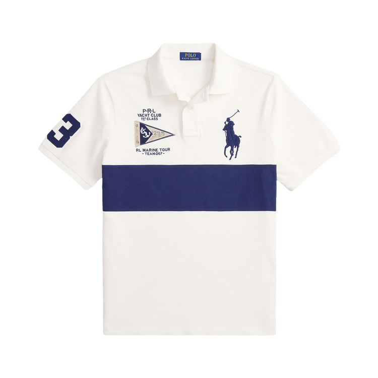 Polo Ralph Lauren Short-Sleeve Basic Mesh Prl Yacht Club Patch Chest Stripe Polo 'Nevis/Newport Navy'