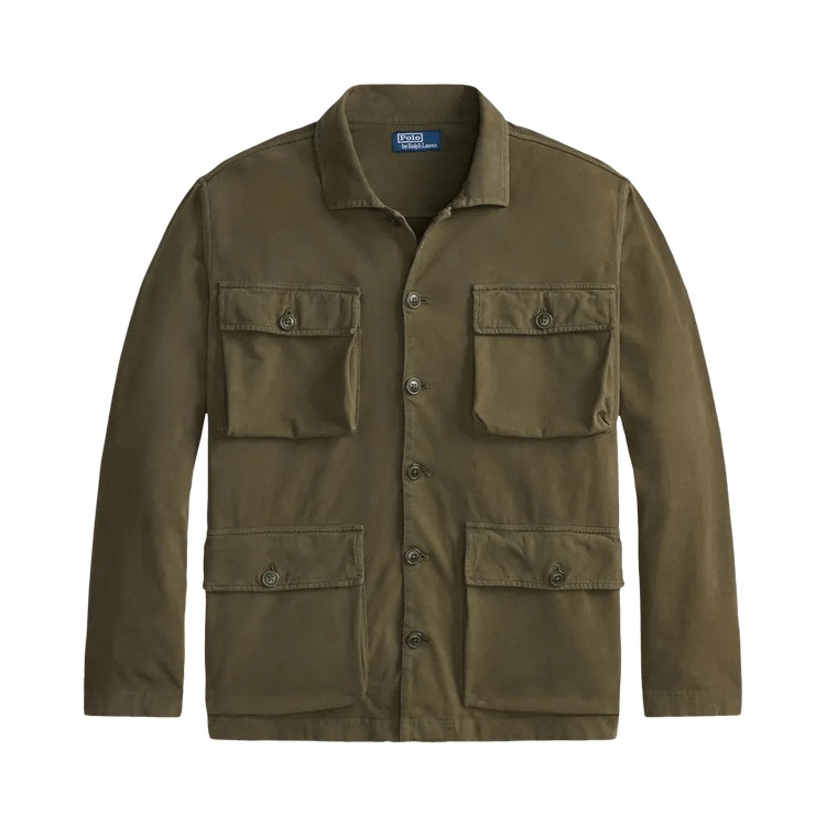 Polo Ralph Lauren Long Sleeve Sueded Moleskin Pocket Cargo Jacket 'Canopy Olive'