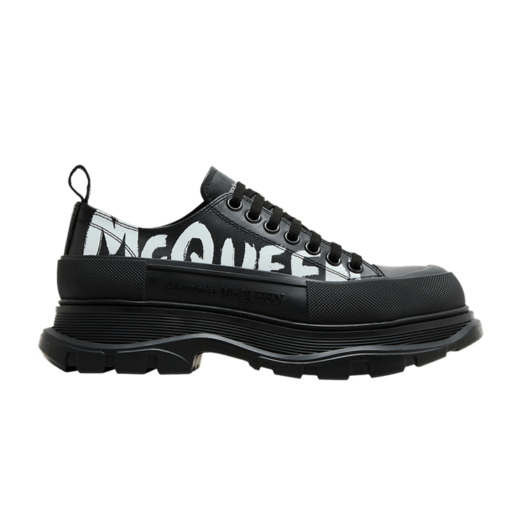 Alexander McQueen Tread Slick Lace-Up 'Graffiti Logo - Black White'