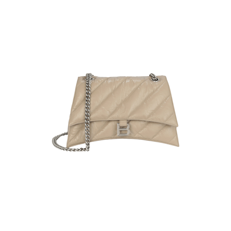 Balenciaga Crush Quilted Chain Shoulder Bag 'Taupe'