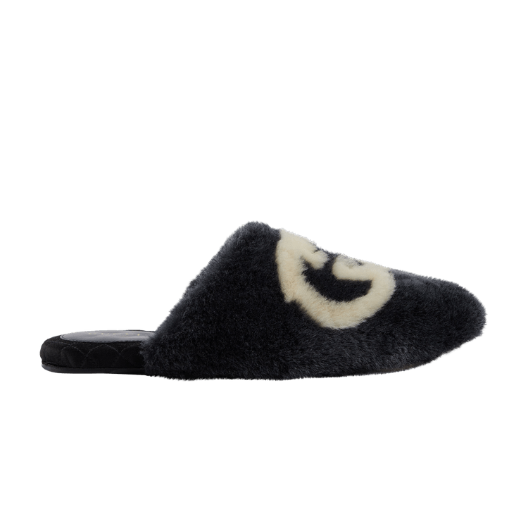 Gucci Wmns Faux-Fur Slipper 'Interlocking G - Black White'