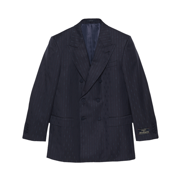 Gucci Horsebit Striped Wool Jacket 'Dark Blue'