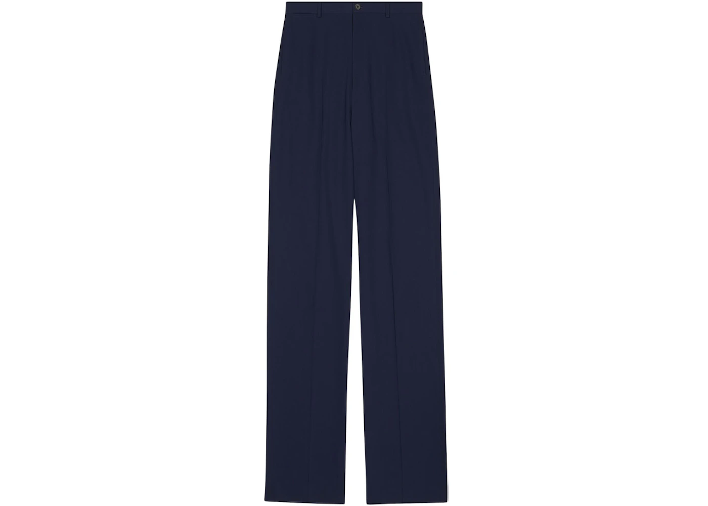 Balenciaga Men's Large Fit Tailored Stretch Wool Twill Pants Navy Blue