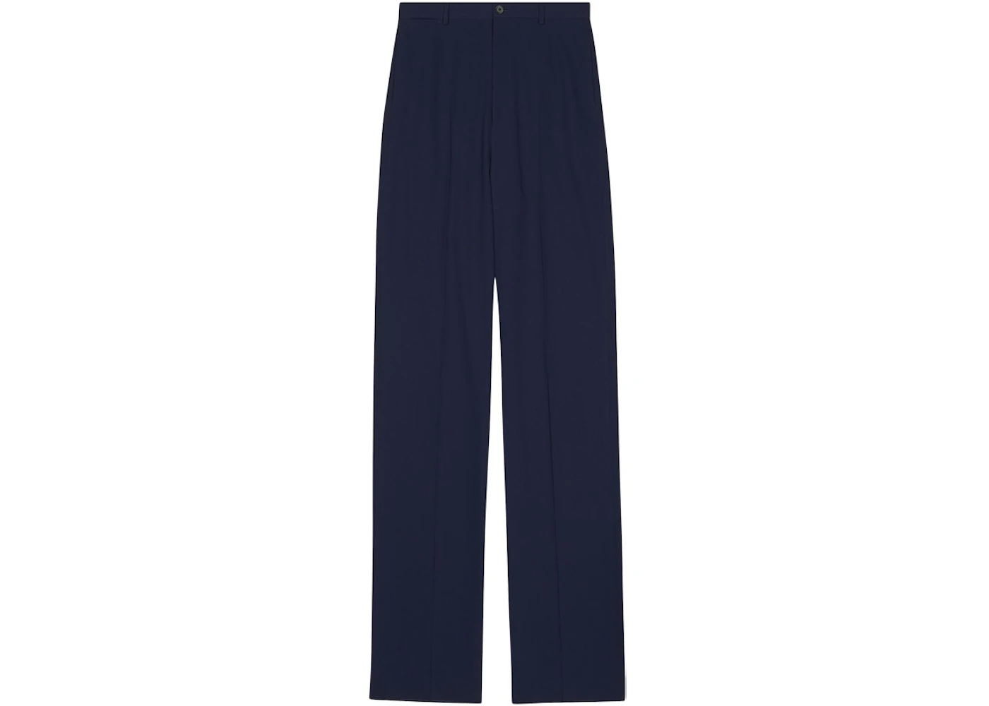 Balenciaga Men's Large Fit Tailored Stretch Wool Twill Pants Navy Blue