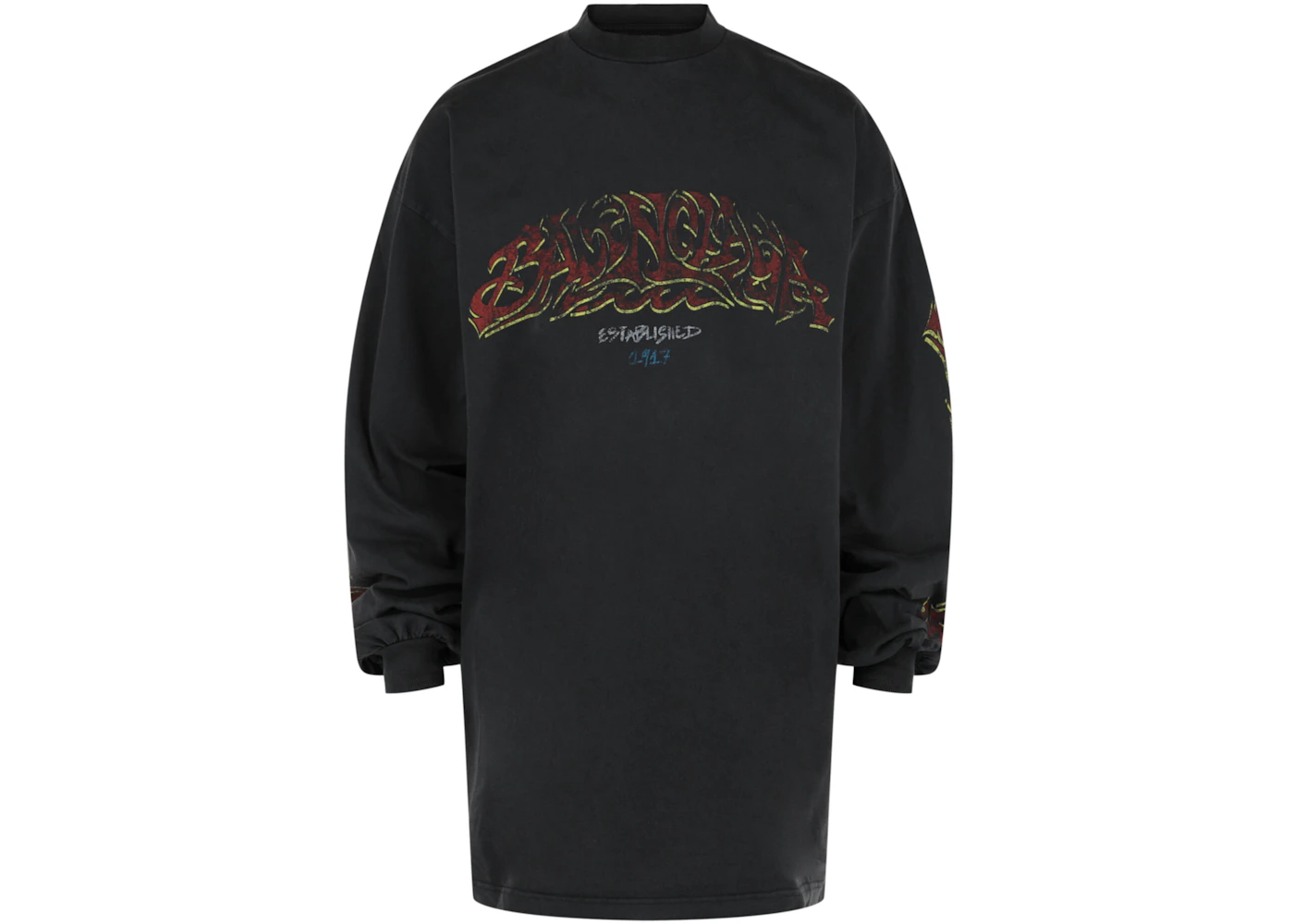 Balenciaga Graphic Long Sleeve T-shirt Black