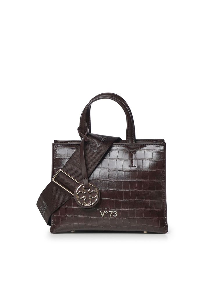 V73 Croc-Effect Top Handle Shoulder Bag
