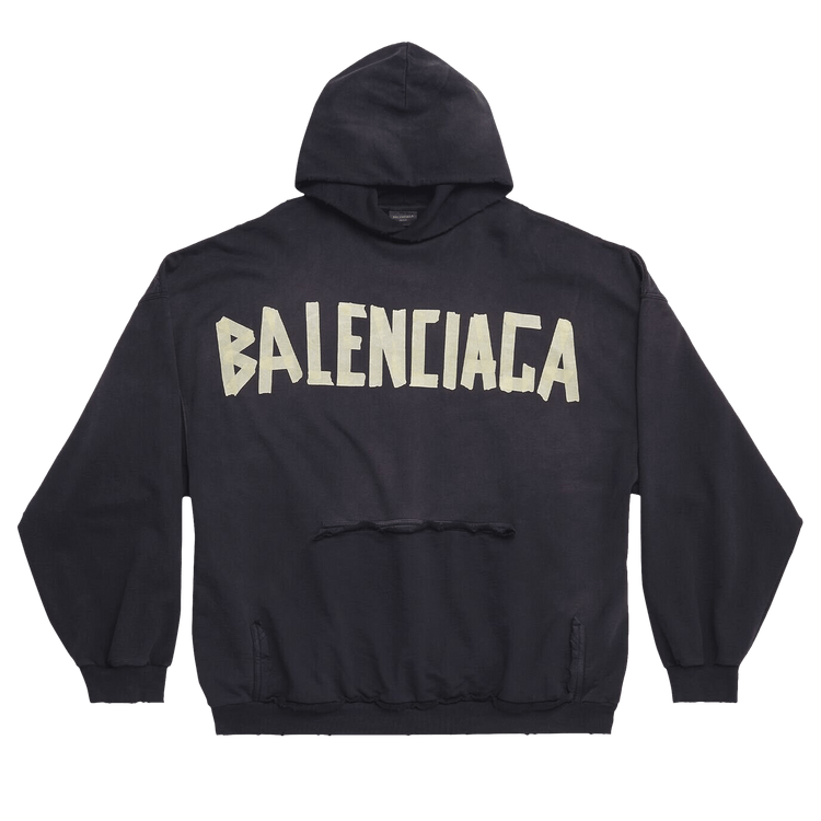 Balenciaga Ripped Pocket Hoodie 'Washed Black'