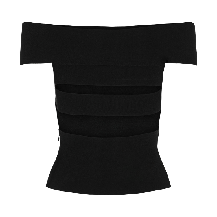 Alexander McQueen Sliced Off-The-Shoulder Top 'Black'