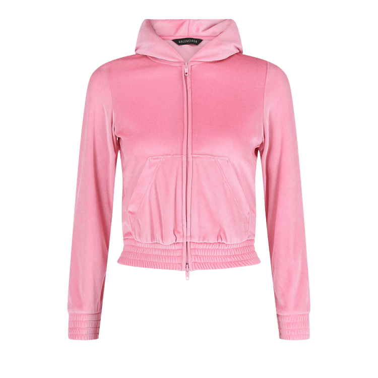 Balenciaga Velvet Zip-Up Hoodie 'Pink'