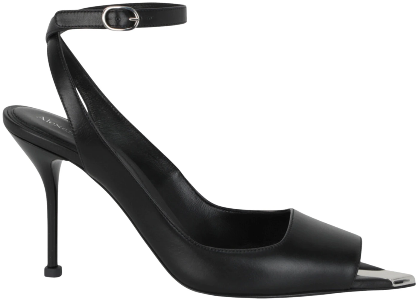 Alexander McQueen Punk Peep Toe 4 In Sandals Black Silver (Women's)