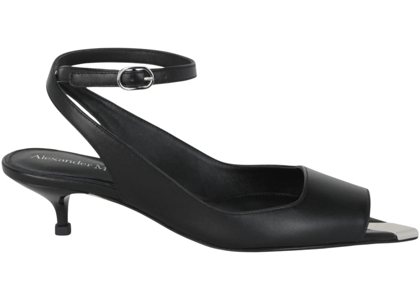 Alexander McQueen Punk Peep Toe 2 In Sandals Black Silver (Women's)
