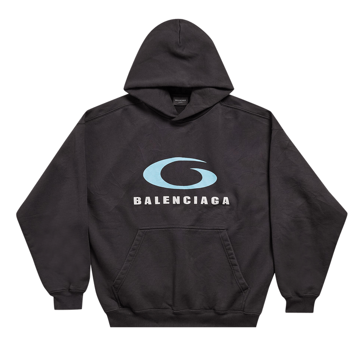 Balenciaga Medium Fit Hoodie 'Washed Black/Blue'