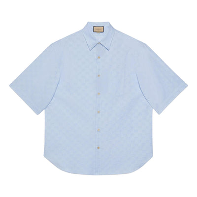 Gucci GG Supreme Oxford Cotton Shirt 'Light Blue'