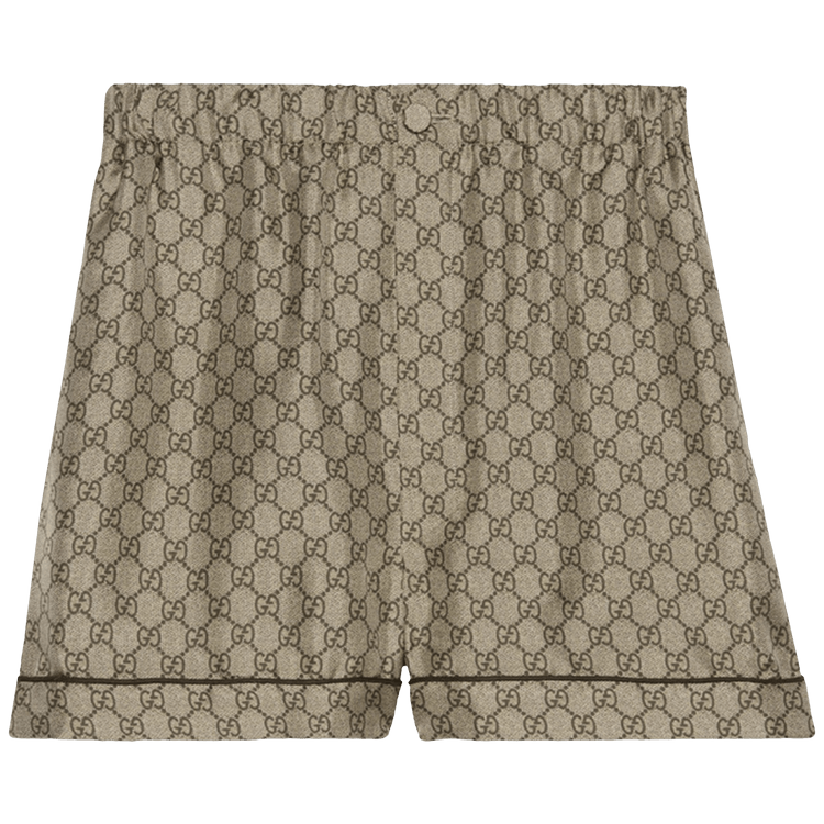 Gucci GG Supreme Silk Shorts 'Camel/Ebony'