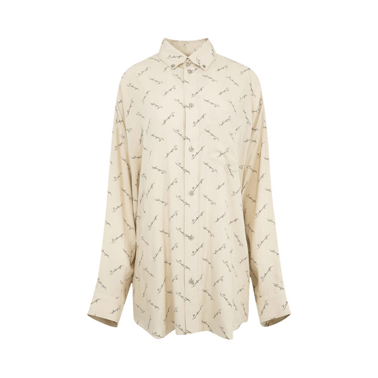 Balenciaga Long-Sleeve Cocoon Shirt 'Light Beige/Black'