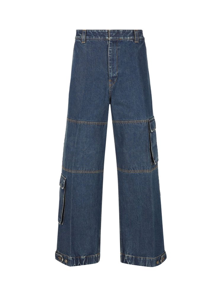 Gucci Contrast Stitched Wide-Leg Jeans