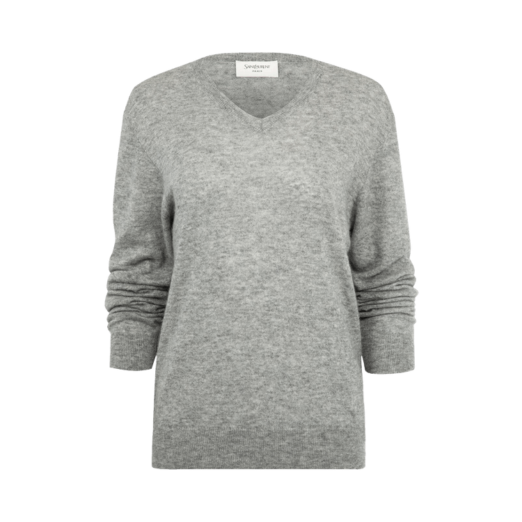 Saint Laurent V-Neck Long-Sleeve Jumper 'Light China Grey'