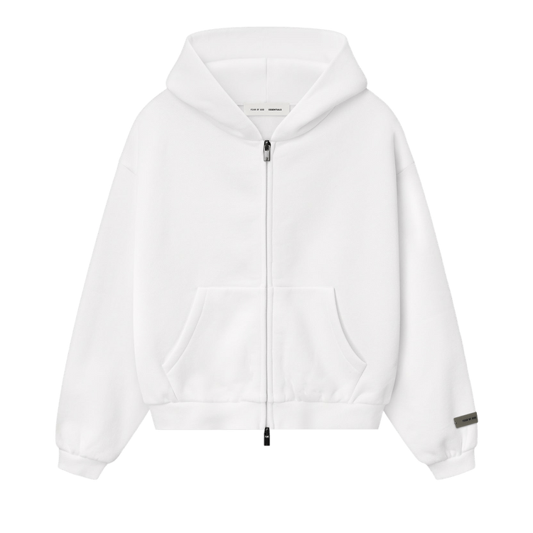 Fear of God Essentials Kids Fleece Zip-Up Hoodie 'Cloud White'
