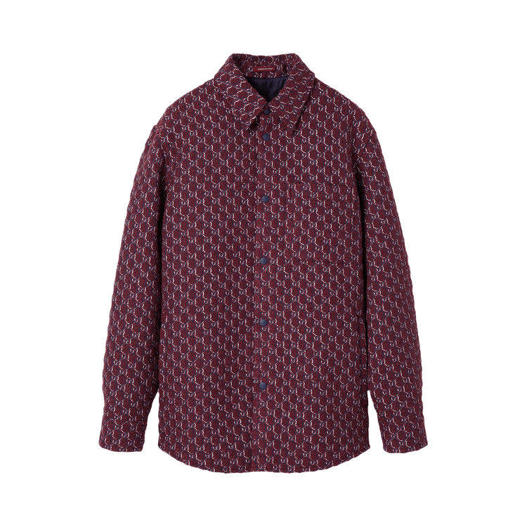 Gucci Bouclé Wool Jacquard Shirt 'Burgundy/Blue'