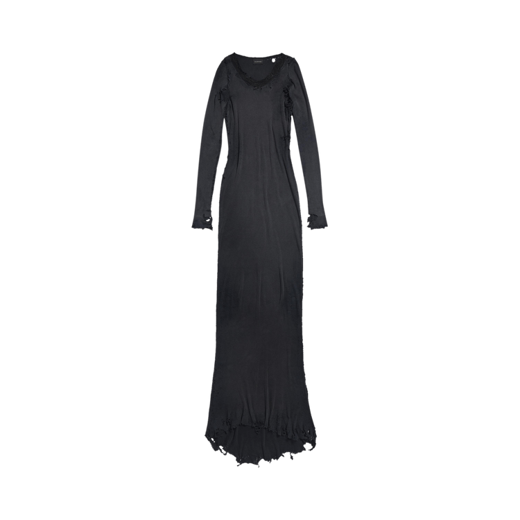 Balenciaga Long-Sleeve Lingery Maxi Dress 'Washed Black'