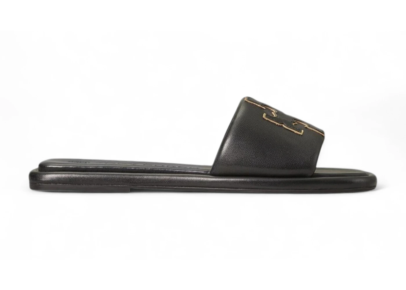 Tory Burch Double T Sport Slide Black Gold (Women's)