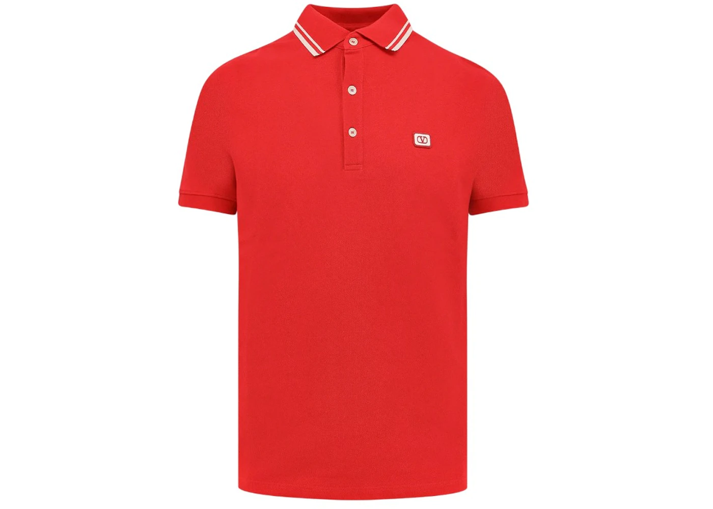 Valentino VLogo Embroidered Short-Sleeved Polo Shirt Red