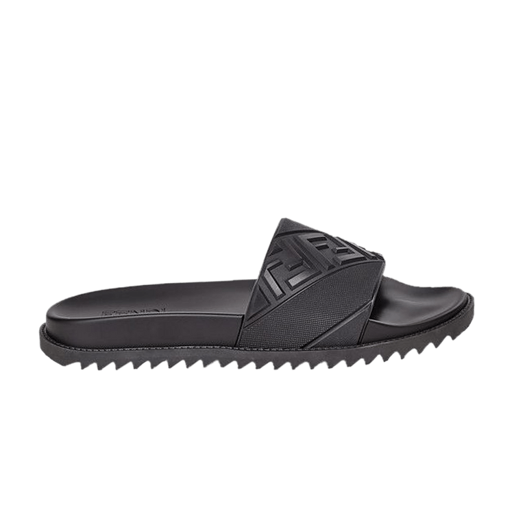 Fendi Rubber Slides 'Embossed Diagonal FF Motif - Black'