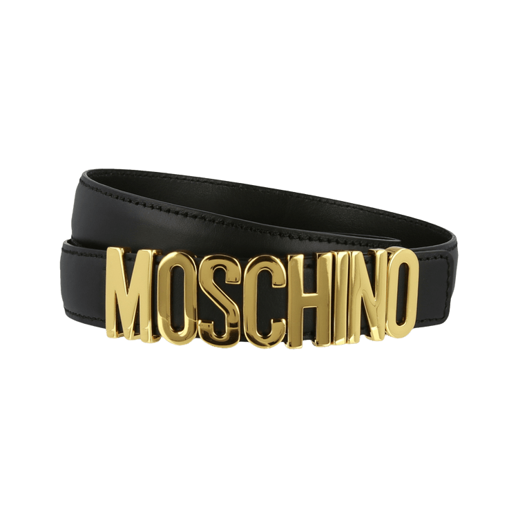 Moschino Calf Leather Logo Belt 'Black'