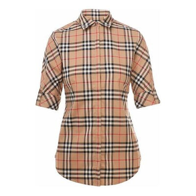 (WMNS) Burberry "Luka" Vintage check roll up sleeve stretch shirt 'Brown'