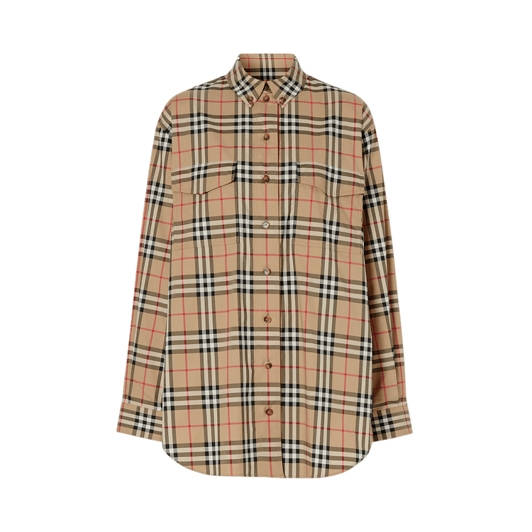 Burberry Vintage Check Print Button Down Shirt 'Archive Beige'