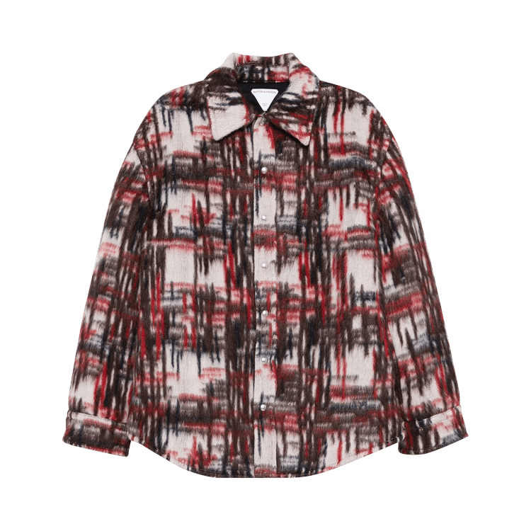 Bottega Veneta Knit Plaid Overshirt Jacket 'White/Red/Brown'
