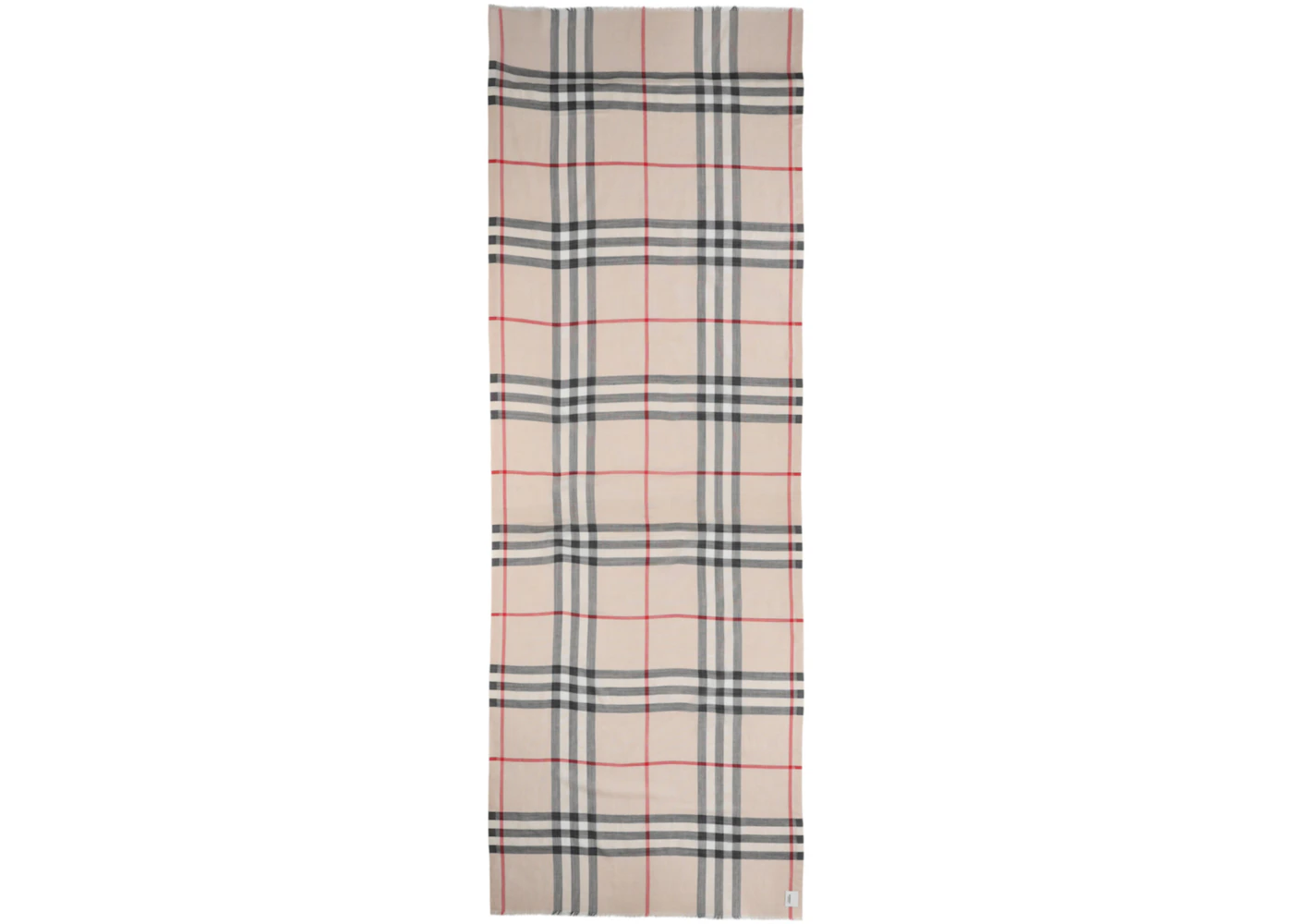 Burberry Check Wool Silk Scarf White