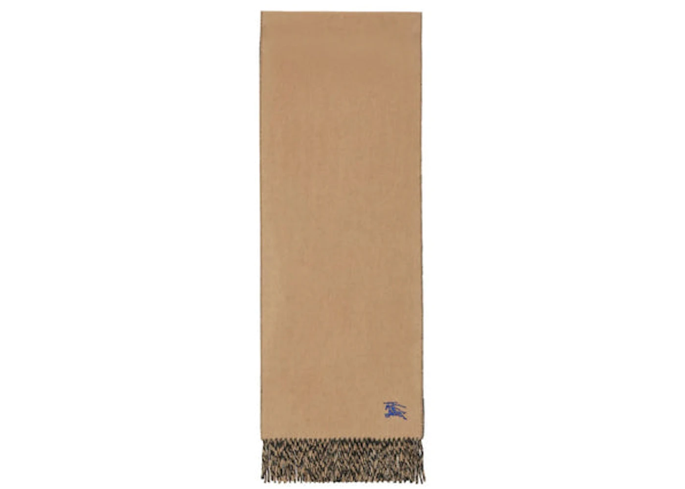 Burberry Mu Embroidered Knight Solid Scarf Camel Black