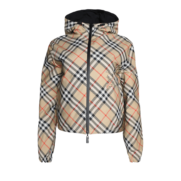 Burberry Cropped Reversible Check Jacket 'Sand'