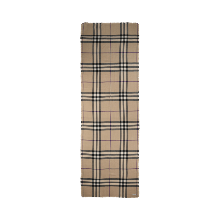 Burberry Large Check Gauze Scarf 'Sand/Lichen'
