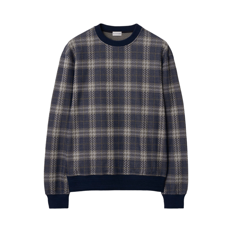 Burberry Jacquard Check Crewneck Top 'Indigo'