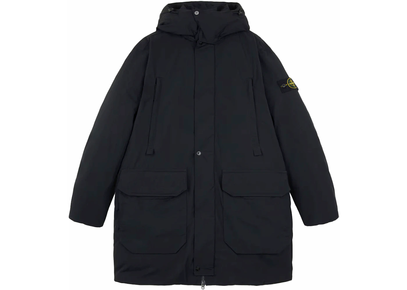Stone Island Polyester Micro Twill Long Down Parka Jacket Black