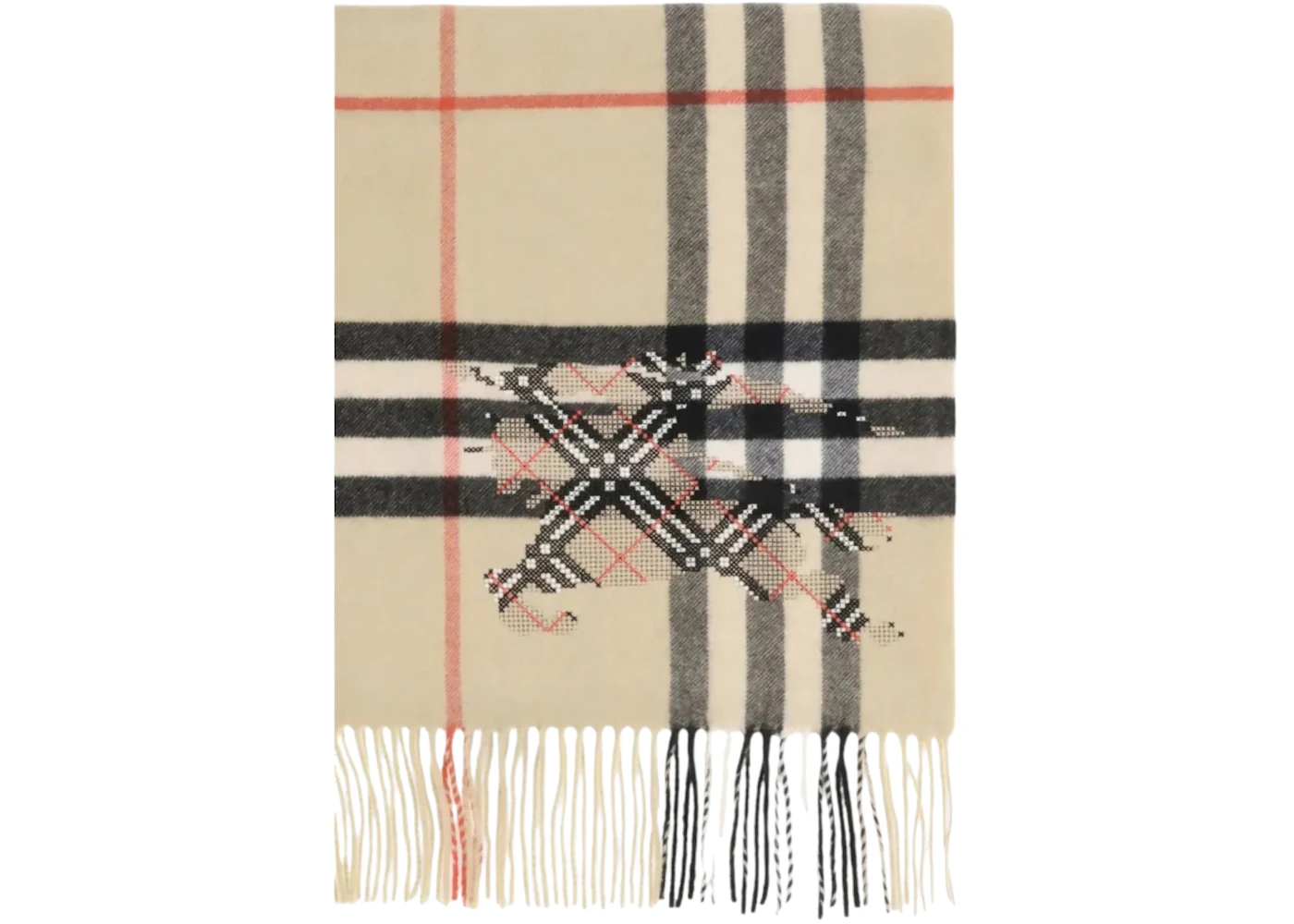 Burberry Mu G Check Ekd X Stitch Scarf Sand