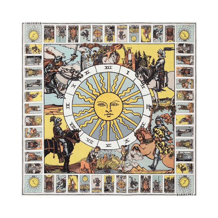 Burberry Mystic Cards Silk Scarf 'Seaside Blue'