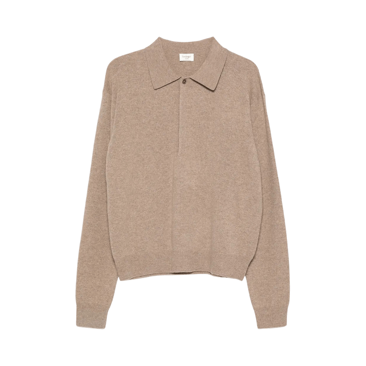 Saint Laurent Polo Manches Raglan Top 'Taupe Chine'