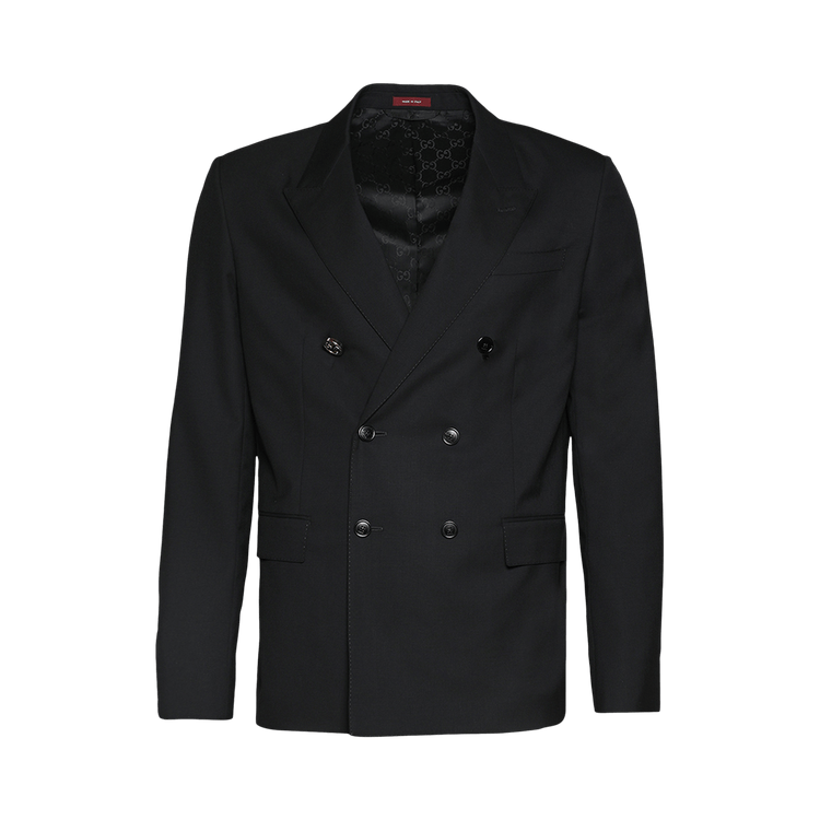 Gucci Plain Wool Double Breasted Jacket 'Black'