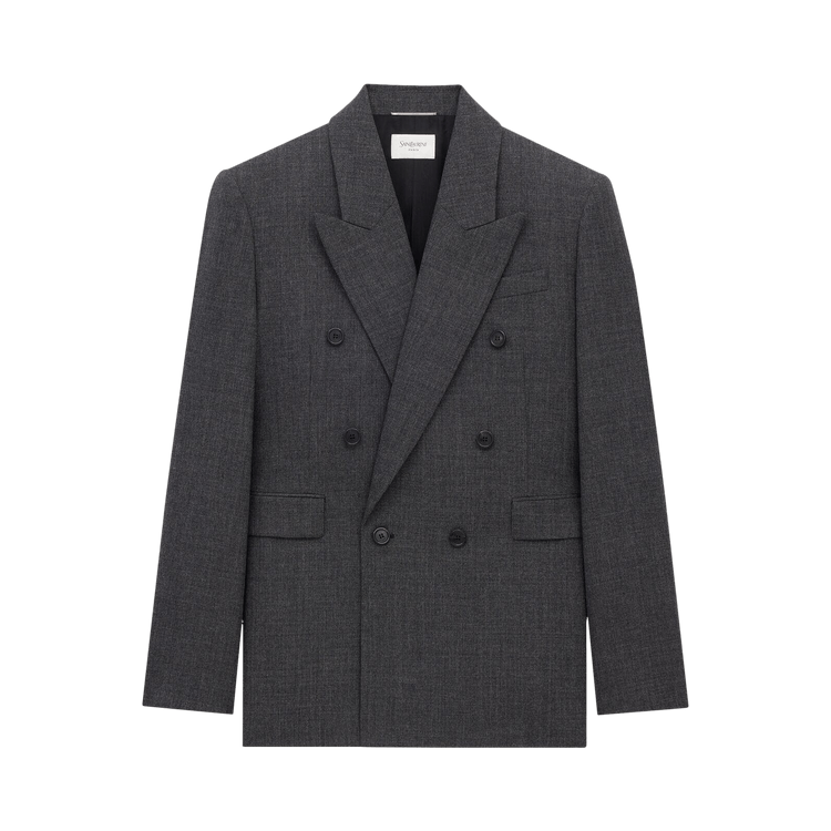 Saint Laurent Jacket In Wool 'Gris Chine'