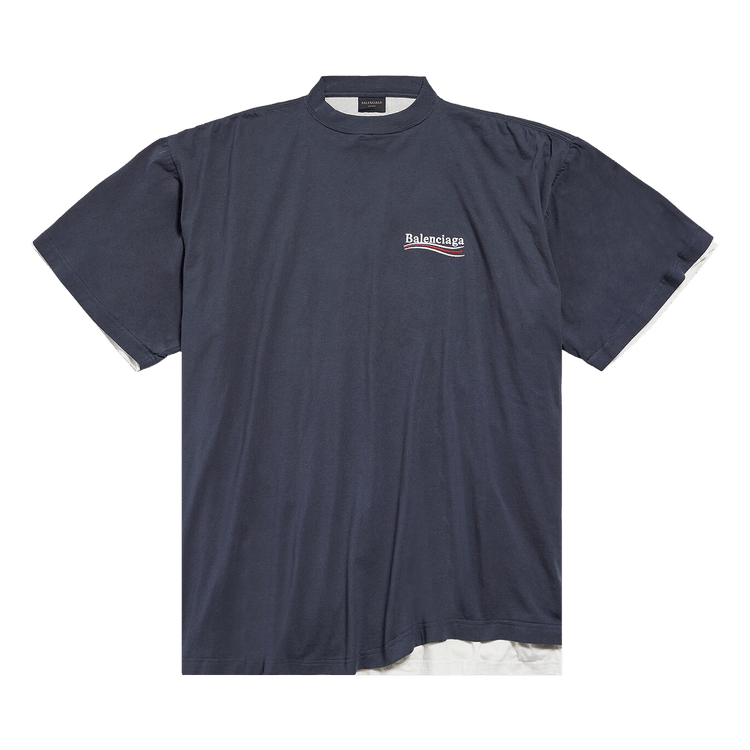 Balenciaga Double T-Shirt 'Marine Blue/White/Red'