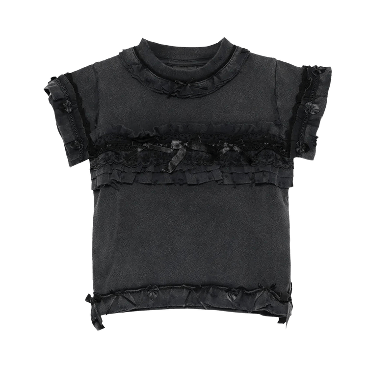 Balenciaga Ruffle Crew Neck T-Shirt 'Washed Black'