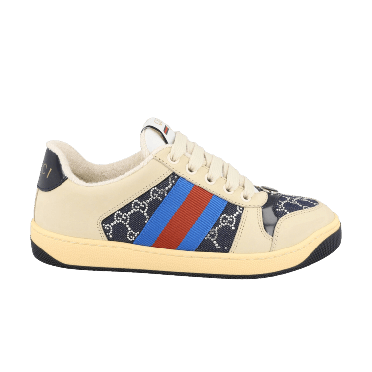 Gucci Wmns Gg Crystal Screener Low 'Beige Dark Blue'