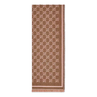 (WMNS) Gucci GG Wool Scarf 'Brown'