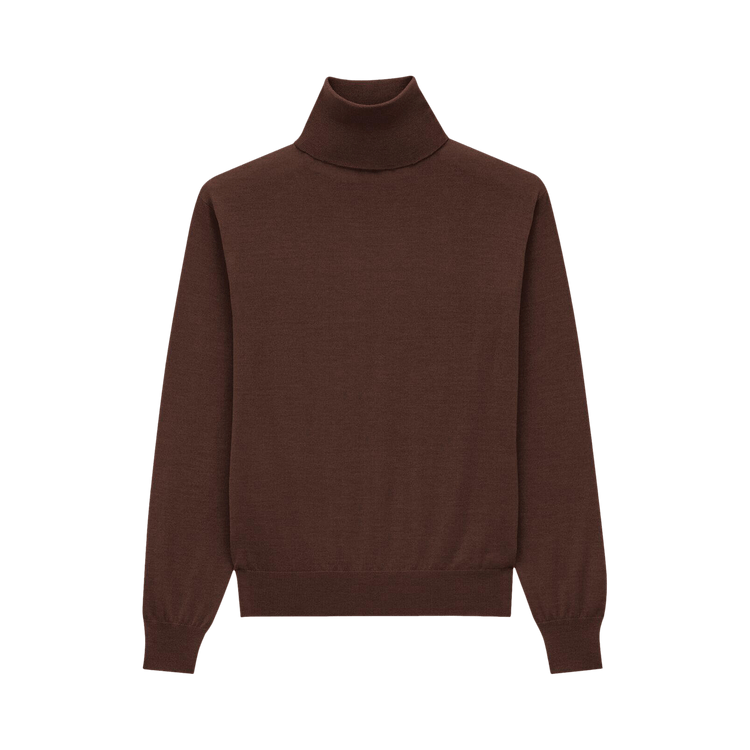 Saint Laurent Turtleneck Sweater In Cashmere, Wool And Silk 'Chocolat'