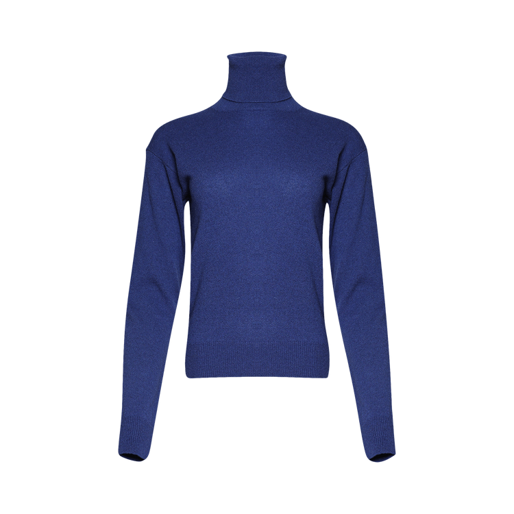 Saint Laurent Pull Col Roule 'Bleu Roi'