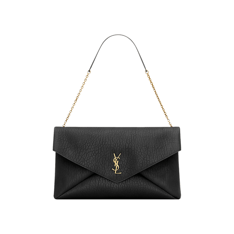 Saint Laurent Cassandre XXL Envelope Pouch On Chain In Lambskin 'Nero'