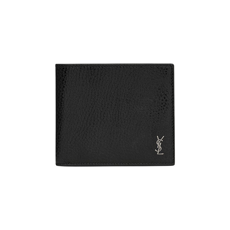 Saint Laurent Tiny Cassandre East/West Wallet In Grained Leather 'Nero'